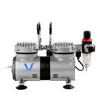 LinhaivetA Piston Pompe à aérographe sans huile Double cylindre Mini compresseur à aérographe