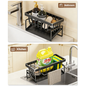 Portaspugne in Acciaio al Carbonio per Lavello da Cucina, Organizzatore per Lavello con Gancio per Strofinacci, Essenziale per l'Organizzazione del Piano di Lavoro della Cucina - Product Image 5