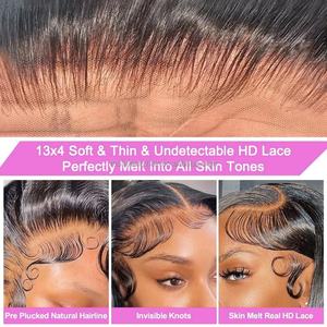 Drawstring Wig Human <b>Hair</b> 9x6 HD Lace Frontal Wig Glueless Wear and Go Raw Indian Hiar Bone Straight Human Wigs for Black Women - Product Image 5