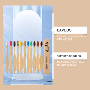 Brosse à dents en bambou biodégradable en gros avec poils souples, couleur bois foncé, avec étui de rangement et pochette - Product Image 4