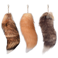 Porte-clés en queue de renard extra large, accessoire de mode, véritable queue de renard teinte, 35-45 cm, porte-clés en queue de renard duveteuse, vente en gros