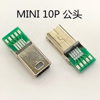 Conector USB Tipo B Mini de 10 Pines Macho con Placa PCB y Cable Soldado para Montaje