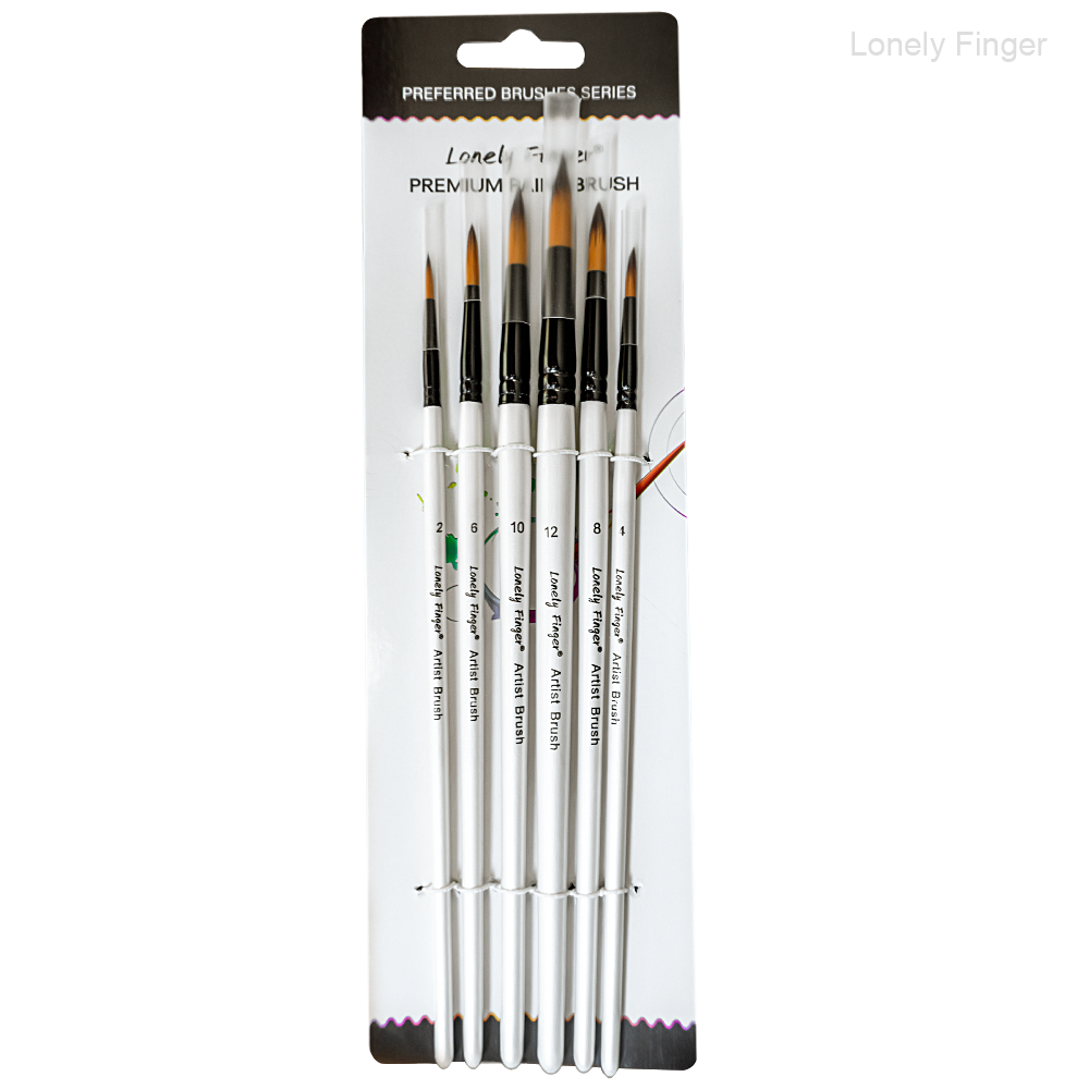 6pcs  White Round Brushes Set