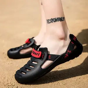 Sandálias masculinas da moda, sapatos de natação, eva, sapatos de verão, com banda, para água, preto, branco, ar, praia, jardim, 2020