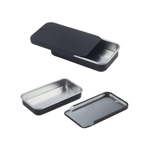 Schwarz-Weiß-Silberne Rechteckige Mini-Schiebedosen für Bonbons, Cremes, Ringe, Broschen, Halsketten und Balsame - Verpackungsdosen aus Blech - Product Image 1