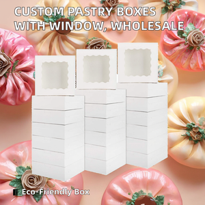 Cajas de Cartón Reciclables con Ventana para Alimentos, para Sándwiches, Pasteles y Donuts - Cajas Personalizables para Aperitivos y Regalos para Panaderías - Product Image 3