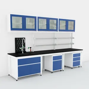 Laboratory Furniture/Lab Wall Bench With Sink And Wall Cupboard