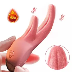 Kadınlar için çift dil yalama vibratör G Spot klitoris vajina Anal kadın mastürbasyon Seks oyuncakları meme stimülasyon Seks yetişkinler