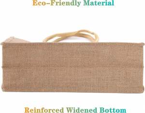 No Minimum Order Medium Sized Personalized Burlap Jute Tote Bag Custom Logo Printed Handled <b>Shopping</b> Bag for Gifts - Product Image 4