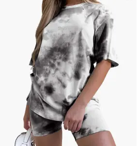 Custom Premium Clothes Women Tshirt Casual Plain Short Sleeve Tye Dye T-shirts O Neck Summer 100% Cotton Tie-dye For Women