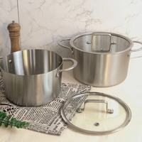 Casserole en acier inoxydable de haute qualité Zhenneng, marmite à soupe, marmite à fond épais, grande capacité 20 cm avec couvercle en verre pour restaurant
