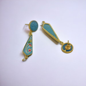 DISEÑADOR PINTURA A MANO CHAPADO EN ORO JHUMKI KUNDAN STUD HOOP EARING - Product Image 3