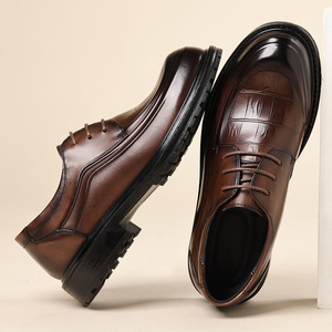 Chaussures habillées décontractées pour hommes de luxe, neuves, à lacets, confortables, à semelle épaisse, pour le bureau - Product Image 6