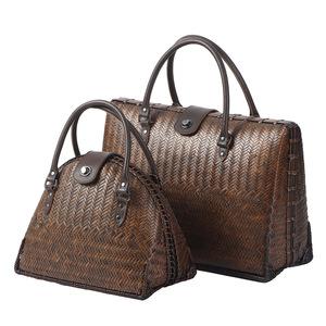 Retro Bamboo Woven <b>Handbag</b> Regular Shape Durable Unisex Garden Use Anji Origin ZB-0010 - Product Image 5