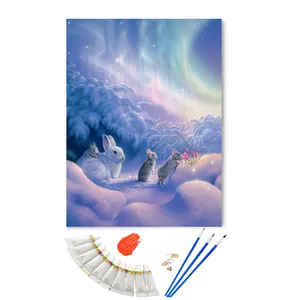 Custom Abstract oil painting paint by number kits on canvas Rabbits and snow scenery painting by number for adults Gifts