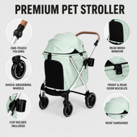 Poussette pliable pour animaux de compagnie One-Touch X1, poussette pour chien et chat avec roues amortissantes, double porte-gobelets, pare-soleil, capacité de charge de 30 kg