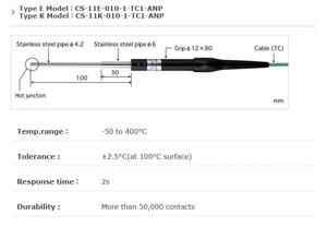 Sonde de mesure de température CS-23K-010-1-TC1-ANP, plage de mesure : -50°C à 400°C, temps de réponse : 2 secondes, et RITSU et CS-23K-010-1-TC1-AN authentiques. - Product Image 5