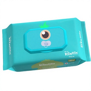 Lingettes humides Kinkin Premium en tissu non tissé, lot de 80 pièces, pour le nettoyage de la peau des bébés, avec une forte teneur en rayonne, fabriquées au Vietnam - Product Image 1
