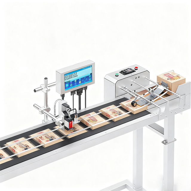 Online Thermal Inkjet Marking Printer for Food Packaging for Expiry Date QR Code Batch Number Coding Conveyor Belt for Flex Egg