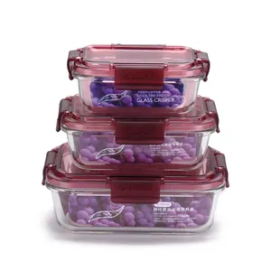 Công Suất Khác Nhau Microwavable Vòng Crisper Hộp Vuông Hình Chữ Nhật Cao Borosilicate Thủy Tinh Thực Phẩm Lưu Trữ Container Set