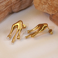 Boucles d'oreilles tendance en acier inoxydable plaqué or 18 carats, design simple goutte d'eau, pour soirée