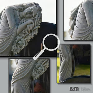 Pierre tombale en forme de coeur en marbre personnalisée et monument de pierre tombale d'ange pour la décoration de pierre tombale de tombes - Product Image 2