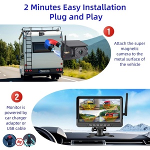 Năng lượng mặt trời không dây sao lưu máy ảnh Kit 7 inch Monitor Rear View hệ thống xe màn hình với năng lượng mặt trời Máy ảnh 4CH cho xe tải Motorhome cavaran - Product Image 6