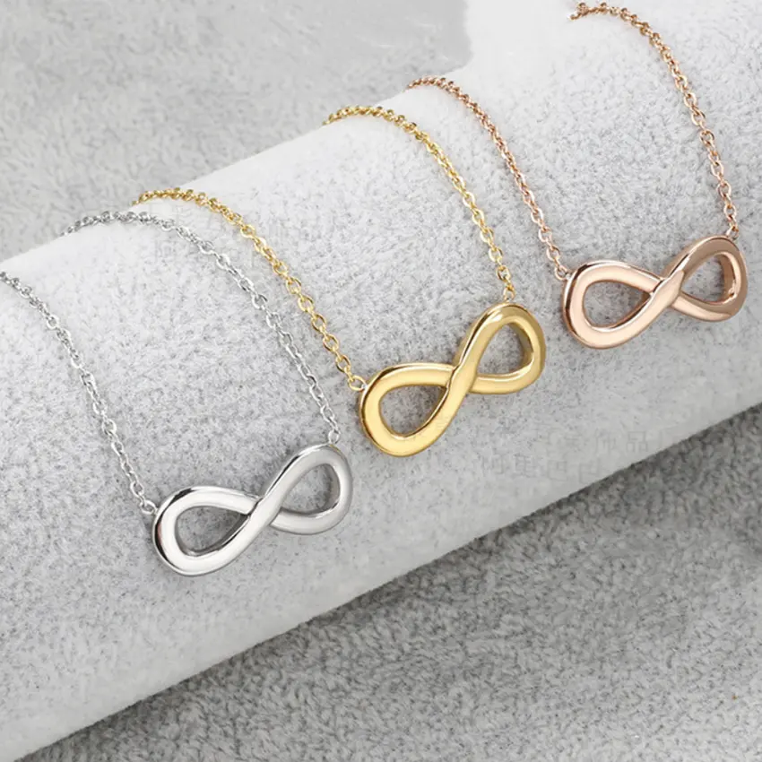 Stainless Steel metal 18k gold color Infinity Necklace women necklace 8 figure charm necklace