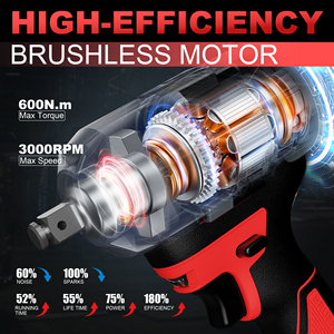 GATmatic 600N.m High Torque Brushless Impact <b>Wrench</b> 21V Cordless <b>Wrench</b> Industrial Power Tool With 2 Batteries GEW-600B High Tor - Product Image 4