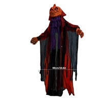 Décoration Animatronique Électrique de Citrouille d'Halloween, Homme Citrouille Debout Balançant avec Yeux Rouges Lumineux, Son et Mouvement, Alimenté par Piles, pour Extérieur