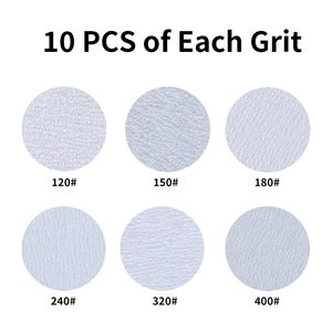 Disques abrasifs secs en oxyde d'aluminium blanc de 5 pouces (125 mm) avec fixation auto-agrippante, lot de 60 pièces, épaisseur de 1 mm, OEM, garantie de 3 ans, dureté moyenne - Product Image 2