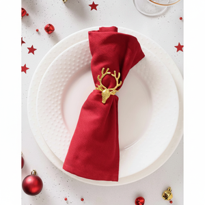 Anneau de serviette en métal simple en forme de renne, conçu pour une décoration de table de Noël minimaliste avec un style saisonnier subtil - Product Image 1