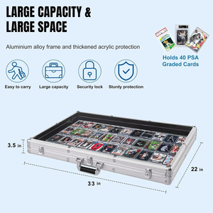 Y Y Large Aluminum Trading Card Display Case, <b>Lockable</b> <b>Storage</b> <b>Box</b> for Sports Cards, TCG, Jewelry Collection Showcase - Product Image 2