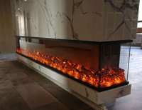 Meuble TV avec Cheminée Électrique Certifiée CE 1000x300x400mm, Insert 3 Côtés, Flamme LED, Télécommande, Intégré, Métal, Usage Domestique