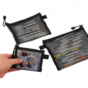 Bolsa de Maquiagem Transparente em Malha, Bolsa de Armazenamento para Cartões de Identidade, Porta-Moedas, Bolsa Simples e Portátil com Zíper para Organização Diária - Product Image 3