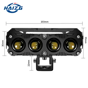 HAIZG Phare de moto LED 60W 6000K étanche projecteur de brouillard Ultra lumineux double couleurs clignotant système d'éclairage de moto