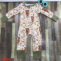 Grosir Baju Tidur Anak Motif Sapi Highland Lengan Panjang Resleting 2 Arah Bahan Bambu Ultra Lembut Custom