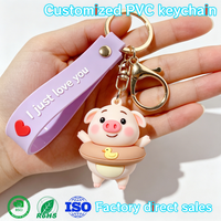 Porte-clés en caoutchouc 3D personnalisé en PVC, nouveau best-seller, motif dessin animé, mini, cadeau pour pendentif de sac