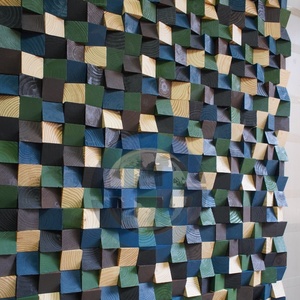 Panel de Pared de Madera de Pino Verde Oliva 3D, Azulejos de Mosaico Pintados Rústicos para Fondo de Restaurante de Estilo Mediterráneo - Product Image 1