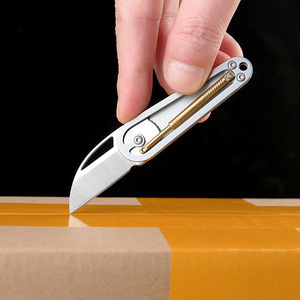 Couteau de poche pliant en acier inoxydable avec levier pendulaire et tige oscillante en laiton, <span class=keywords><strong>mini</strong></span>-couteau utilitaire porte-clés EDC - Product Image 4