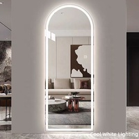 Miroir de Barbier Moderne Incurvé sur Mesure avec LED, Température de Couleur Réglable, Écologique, pour Salon et Hôtel