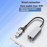 Adaptor USB C ke Ethernet USB 3.0 Gigabit 1000Mbps Aluminium RJ45 Kartu Jaringan LAN Bebas Driver untuk MacBook iPad Pro Switch