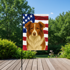 Bandera de poliéster con diseño de Border Collie y bandera estadounidense, rectangular, con impresión digital, para colgar en la pared, decoración para jardín - Product Image 2