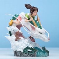 Adorable figurine de dragon blanc apaisant inspirée de Spirited Away, kit de scène de table complète avec base, jouet, statue, marchandise d'anime