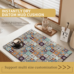 Ensemble <span class=keywords><strong>de</strong></span> tapis <span class=keywords><strong>de</strong></span> <span class=keywords><strong>cuisine</strong></span> à séchage rapide à l'eau personnalisé tapis <span class=keywords><strong>de</strong></span> sol en pierre <span class=keywords><strong>de</strong></span> terre diatomite super absorbant antidérapant tampons <span class=keywords><strong>de</strong></span> robinet en caoutchouc - Product Image 2
