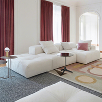 Italienisches Minimalistisches Samt-Ecksofa-Set Weiche Rückenlehne Schaumstoffgefüllt Große Größe für Villa-Wohnzimmer