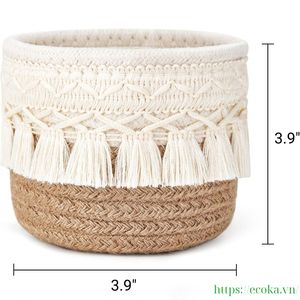 Panier de rangement en macramé rond multifonctionnel et élégant Ecoka Vietnam pour la décoration de la maison et le bureau tendance - Product Image 2