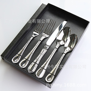 Ensemble de couverts brillants Jh à motifs, couteau à steak, fourchette et cuillère, en acier inoxydable 304 poli miroir, pour la table - Product Image 4