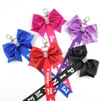 Porte-clés transfrontalier européen et américain pour filles, motif 'Pin Me', accessoire en tissu avec nœud et ruban, pendentif - Bestseller