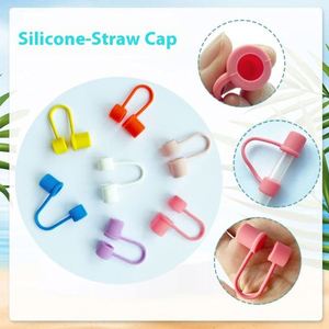 New Solid Color Eco-Friendly Eec Certified Food-Grade Silicone Straw Stoppers Dust Proof 8/10mm (0.31in) Home Use <b>Drinkware</b> - Product Image 3